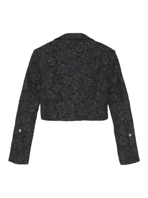 GANNI クロップド ジャケット ウォッシュド ブラック GANNI Jacquard Cropped Jacket | Black | FARFETCH