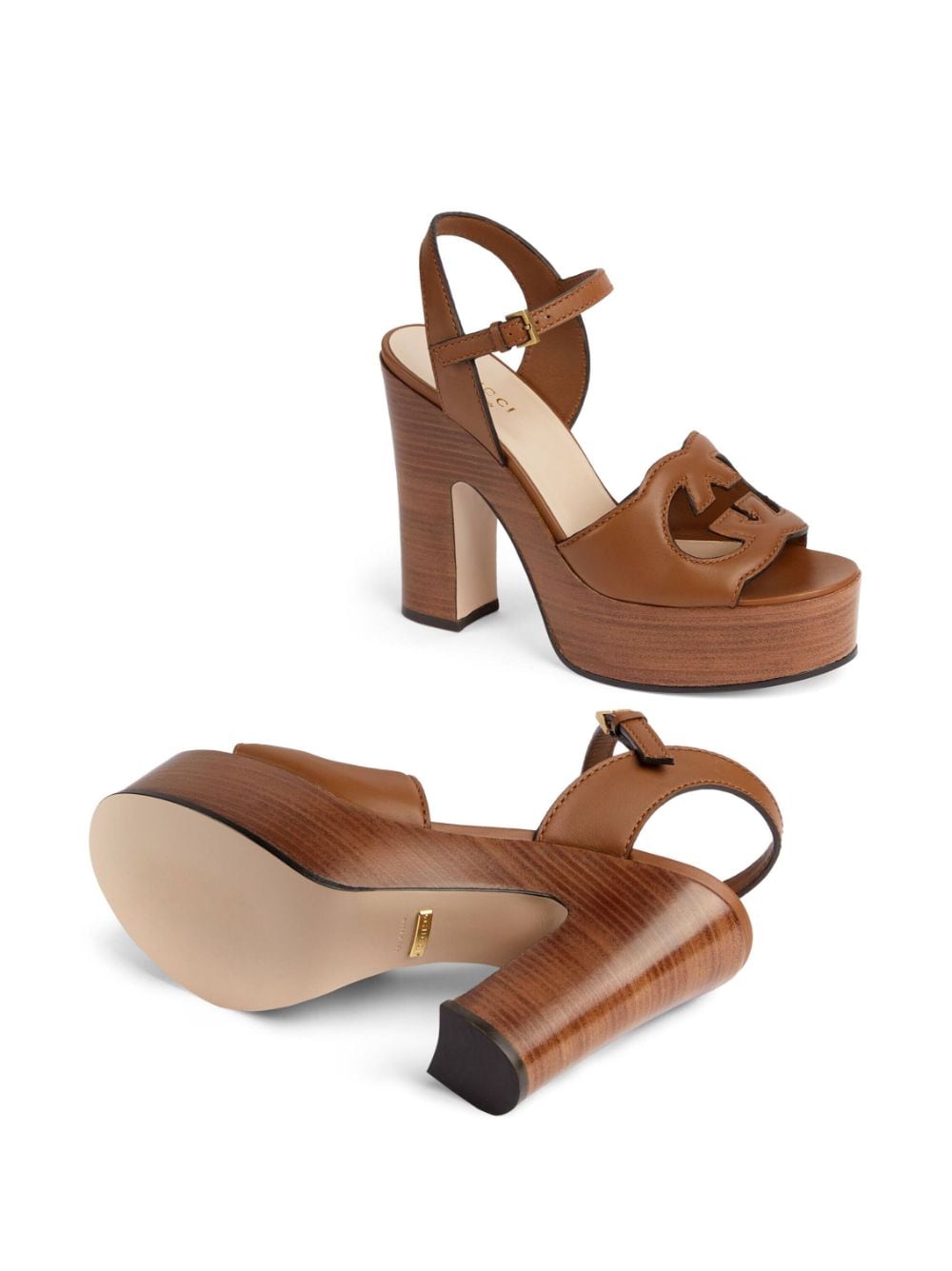 Shop Gucci Interlocking G 110mm High Sandals In Brown