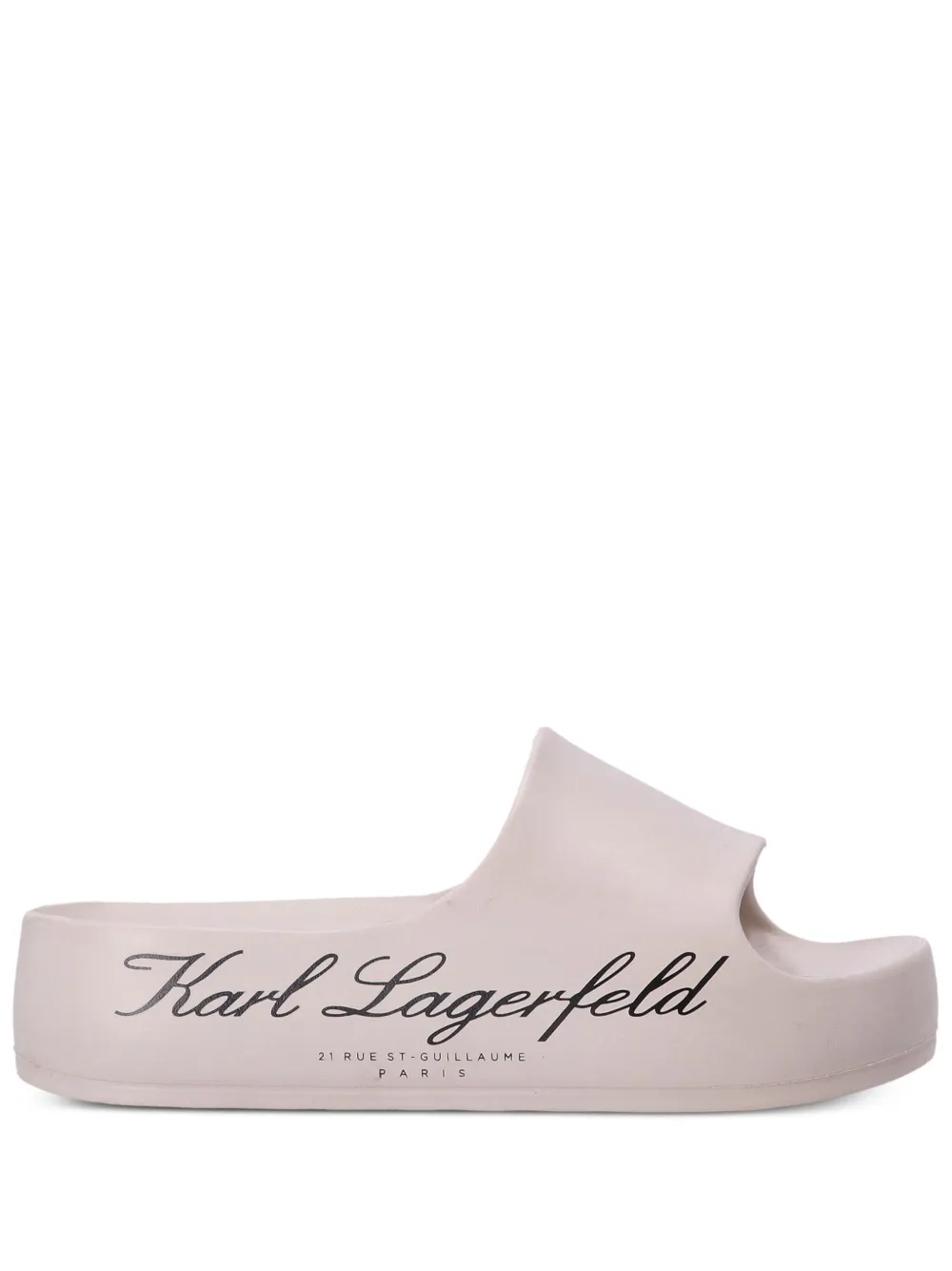 Karl Lagerfeld Logo-print Flat Slides In Neutrals