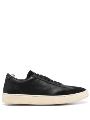 Men's Black Leather Low Top Sneakers: EASY 001 – Officine