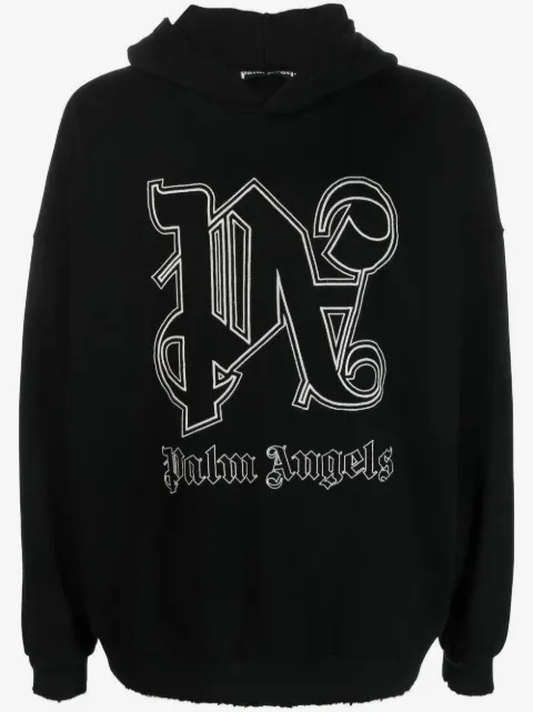 Palm Angels logo-embroidered cotton hoodie