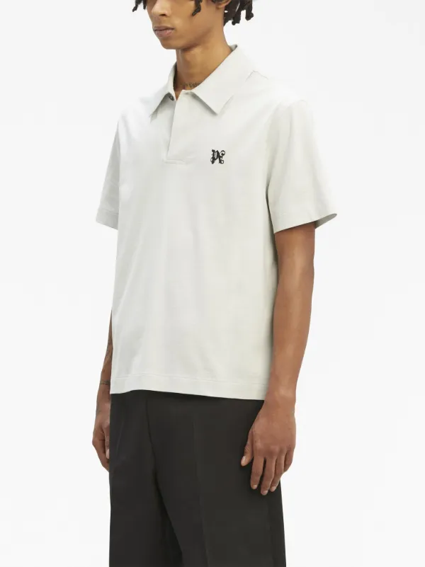 Palm Angels monogram-embroidered Cotton Polo Shirt | White