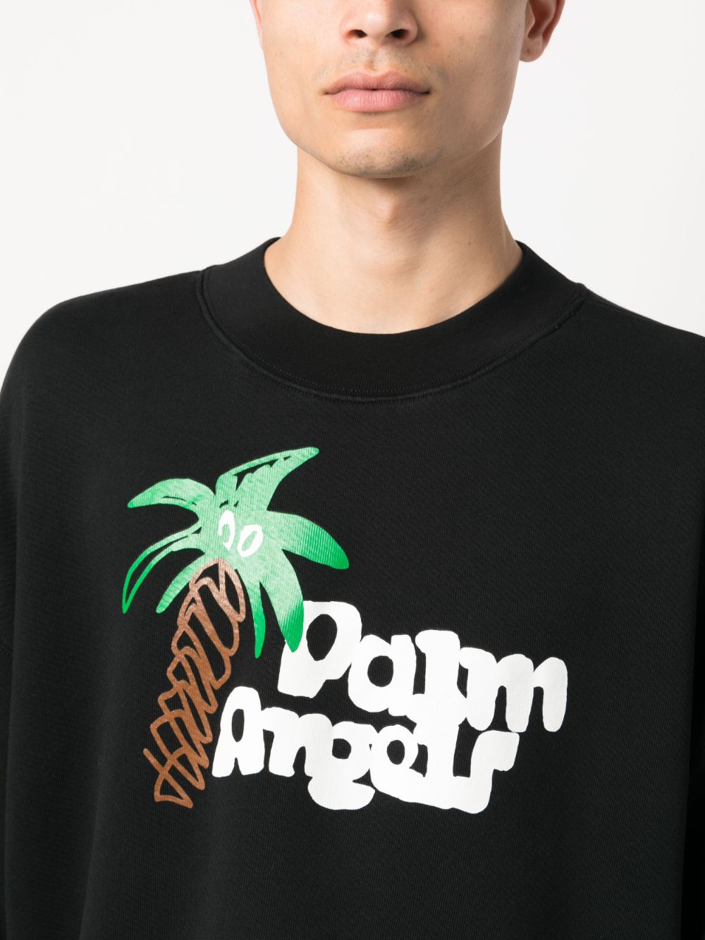 Shop Palm Angels Logo-print Organic Cotton Sweatshirt In Black