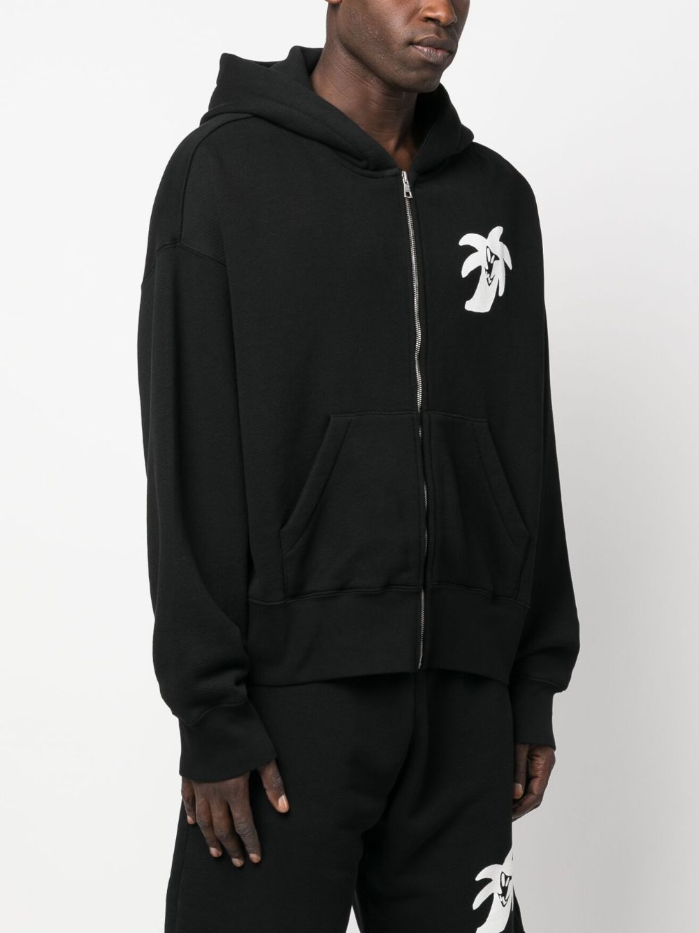 Shop Palm Angels Logo-print Zip-up Hoodie In Black