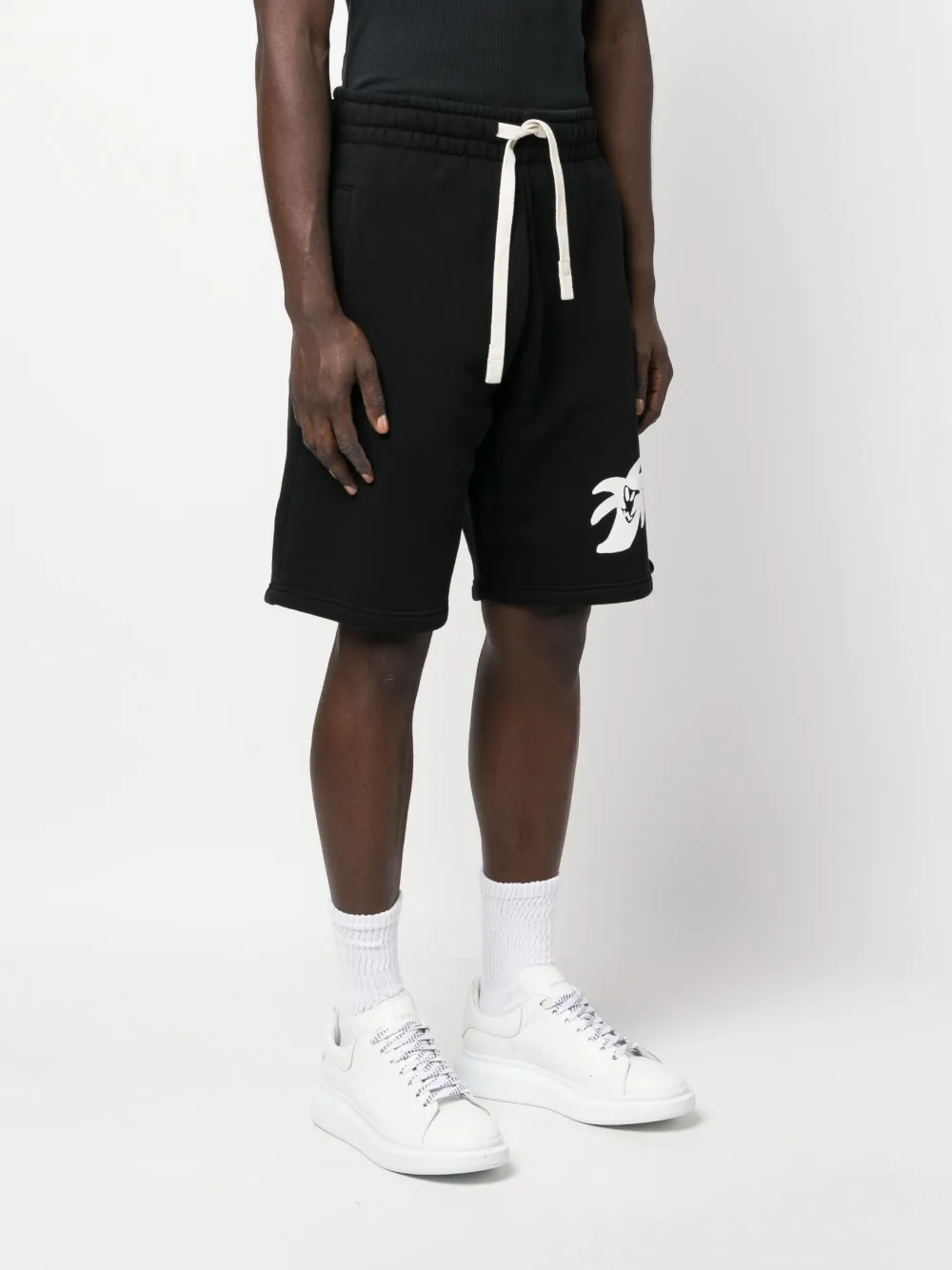 Palm Angels Hunter Graphic-print Track Shorts In Black