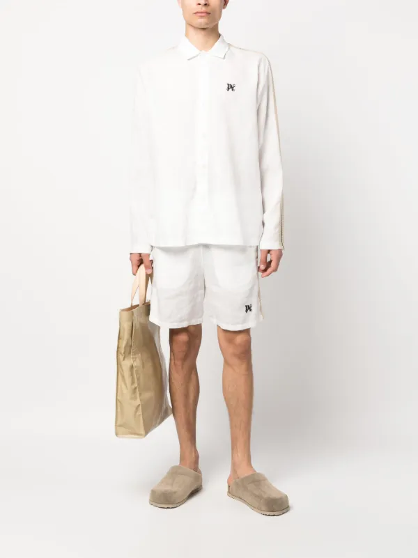 Palm Angels PA Monogram-print Linen Track Shorts | White