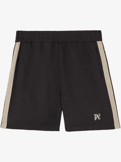 Palm Angels monogram-embroidered striped shorts