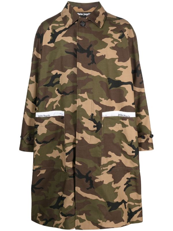 Long camo hot sale trench coat