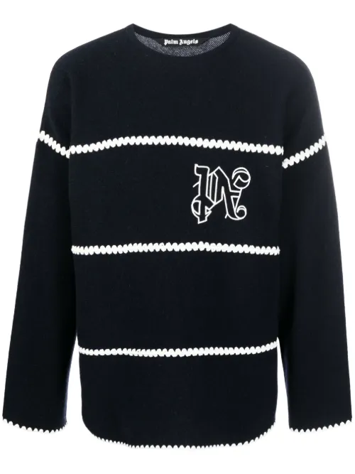 Pull rayé à logo brodé - Palm Angels - Modalova