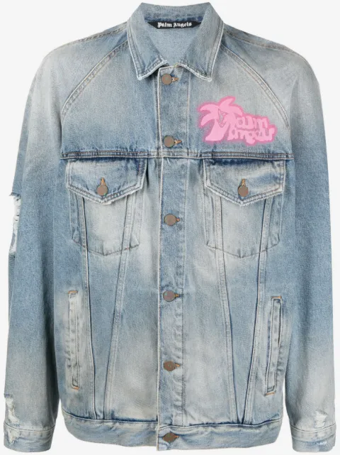 Palm Angels chamarra de mezclilla con estampado de grafiti