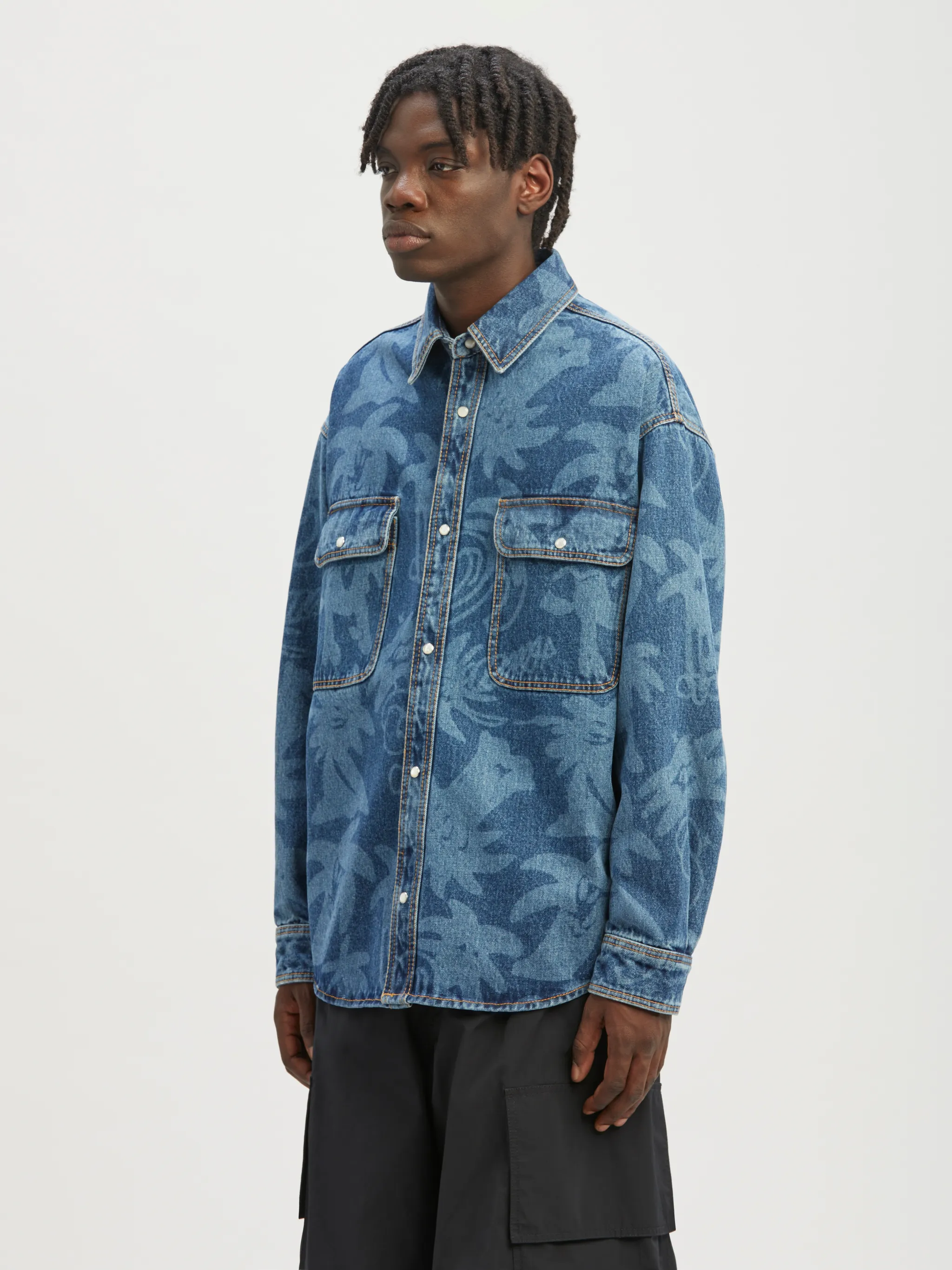 Palmity Allover Laser Denim Shirt