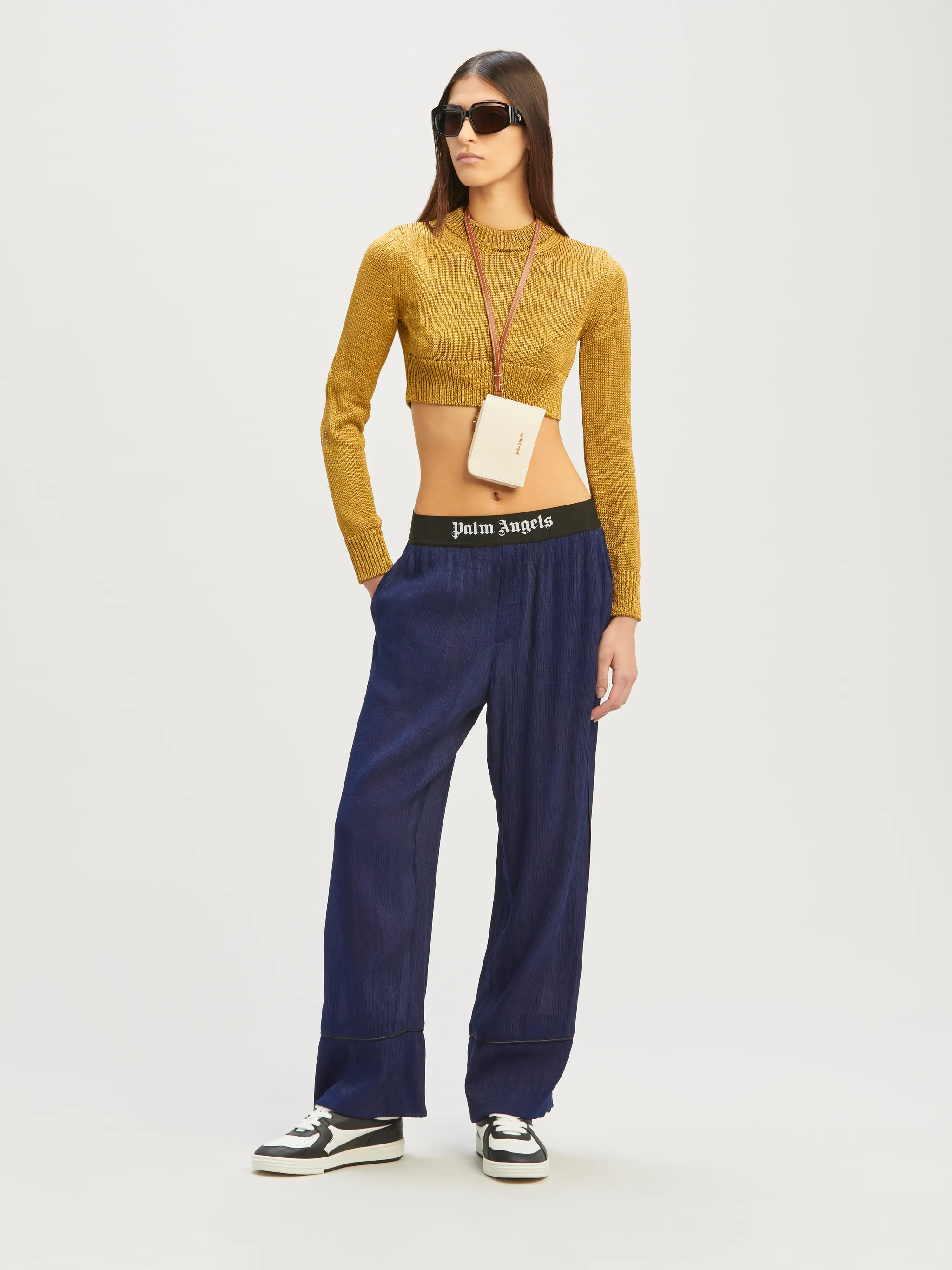 Cropped Laminated Sweater