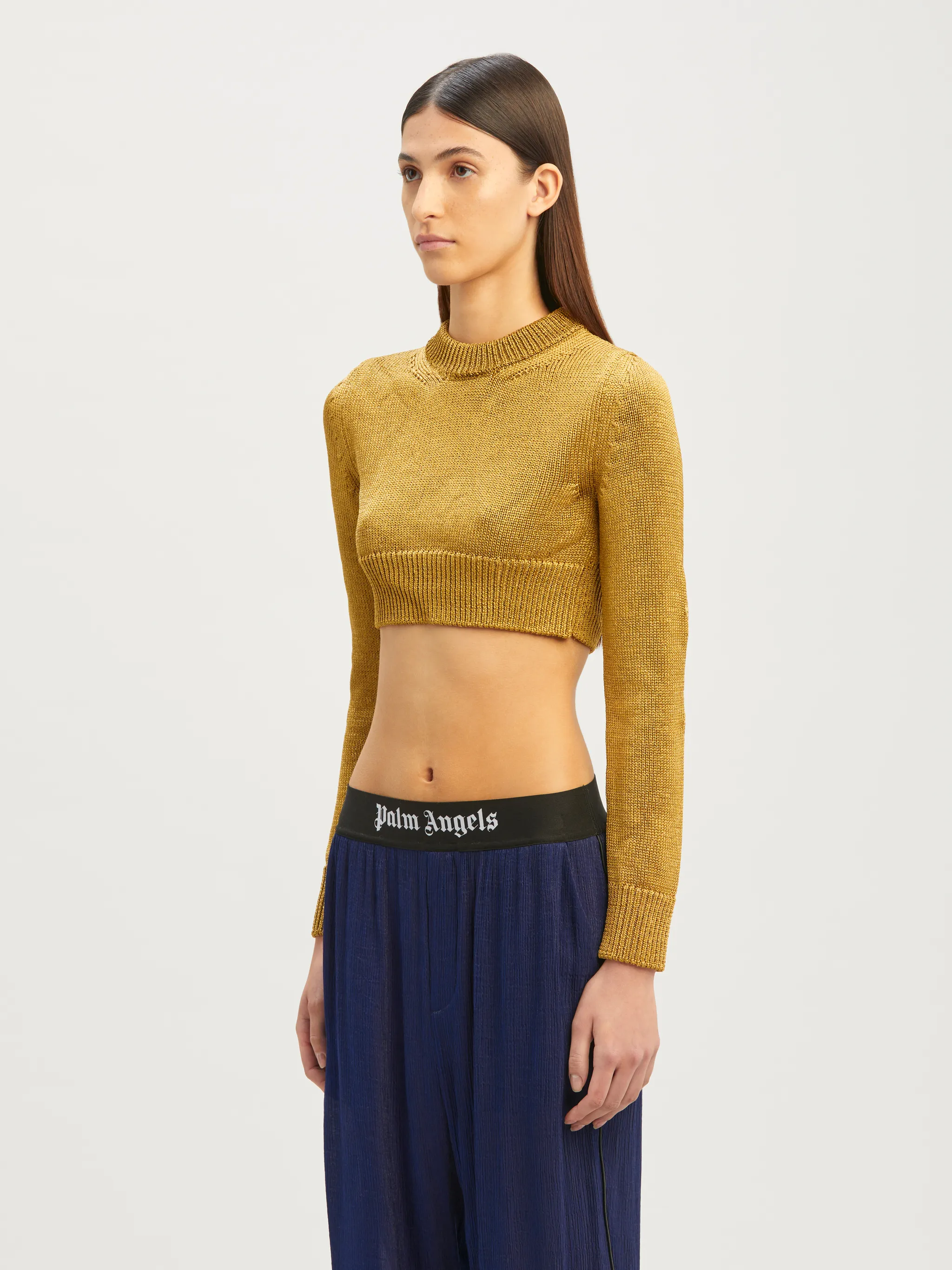 Cropped Laminated Sweater