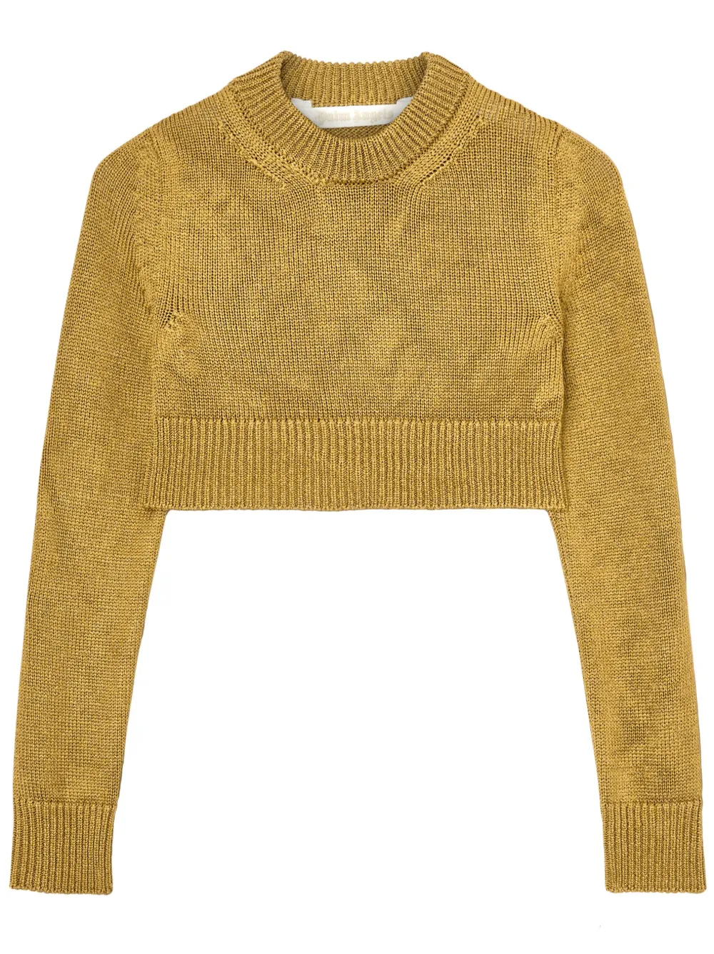 Palm Angels Cropped Laminated Jumper In Gold