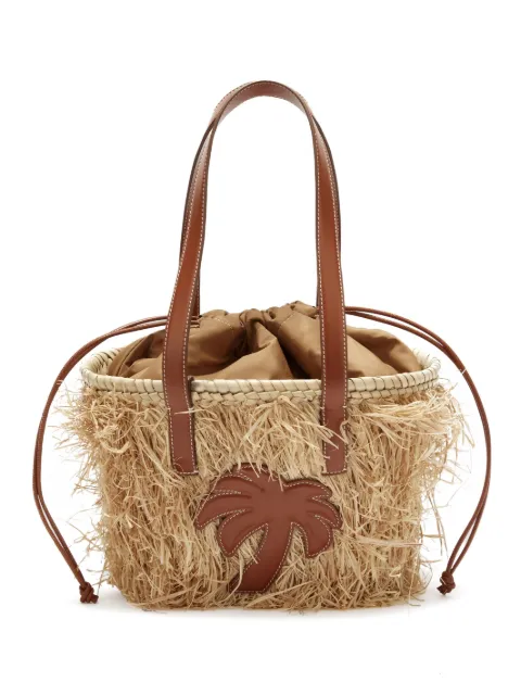 Palm Angels drawstring raffia basket bag