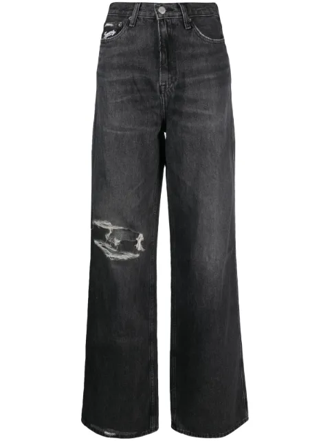 Tommy Jeans distressed-detail straight-leg jeans