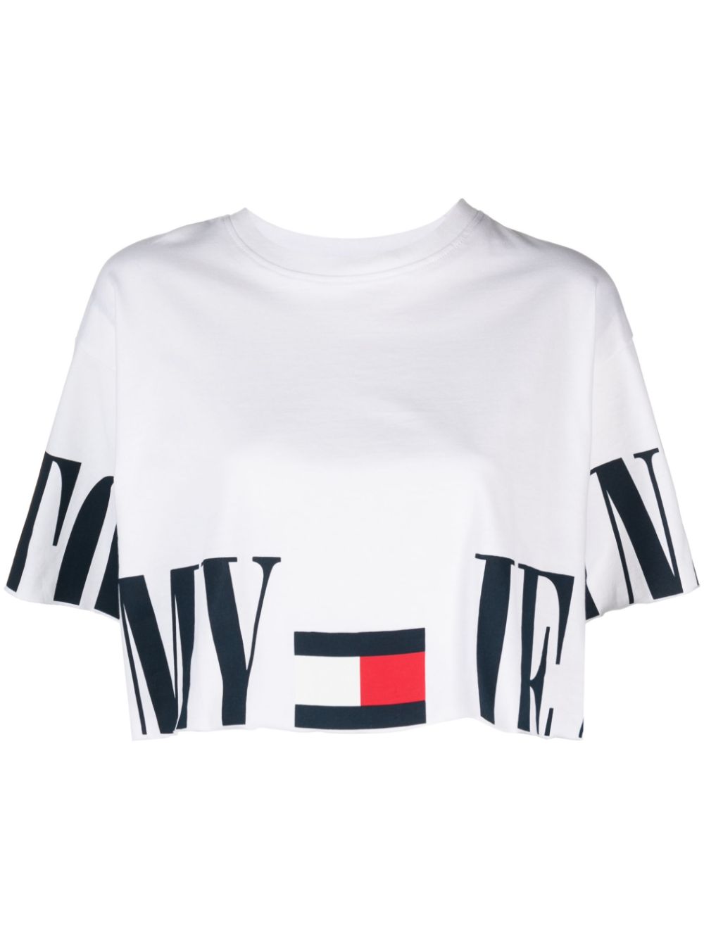 Tommy Jeans logo-print cropped T-shirt - White