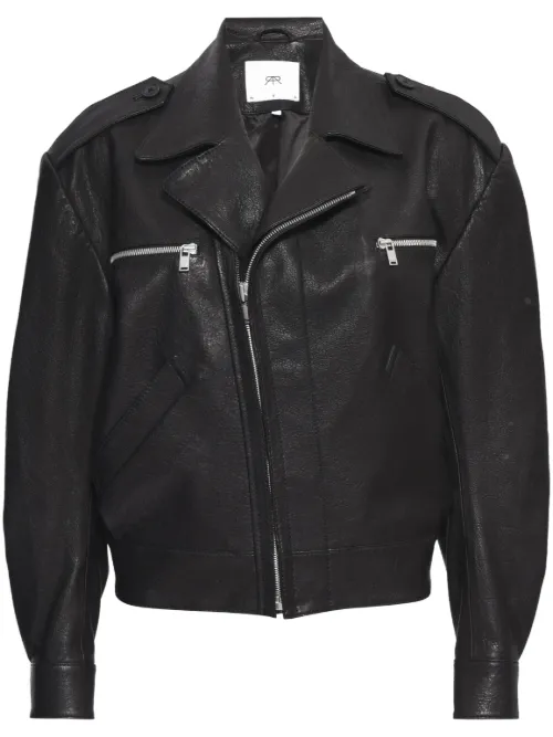 Veste en cuir à revers crantés - RTA - Modalova