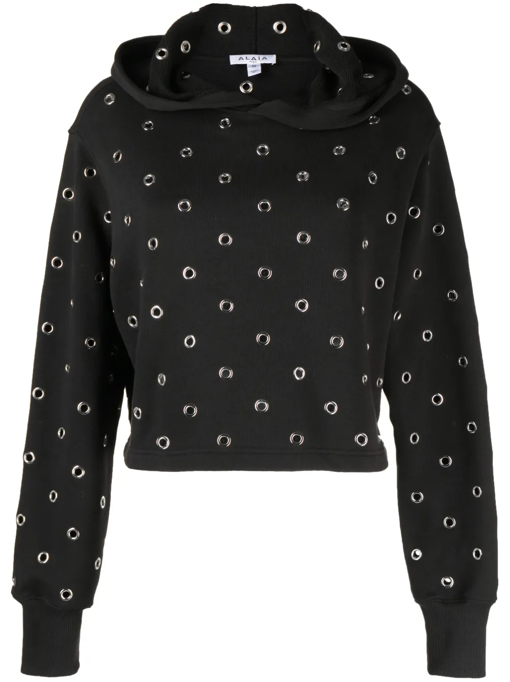 Alaïa eyelet-detail cotton hoodie | Black | Image 1