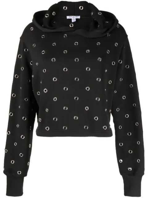 Alaïa eyelet-detail cotton hoodie