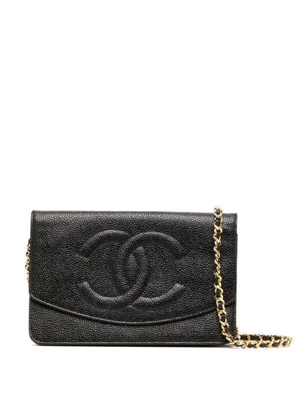 CHANEL Caviar Timeless CC Wallet on Chain WOC White 87152