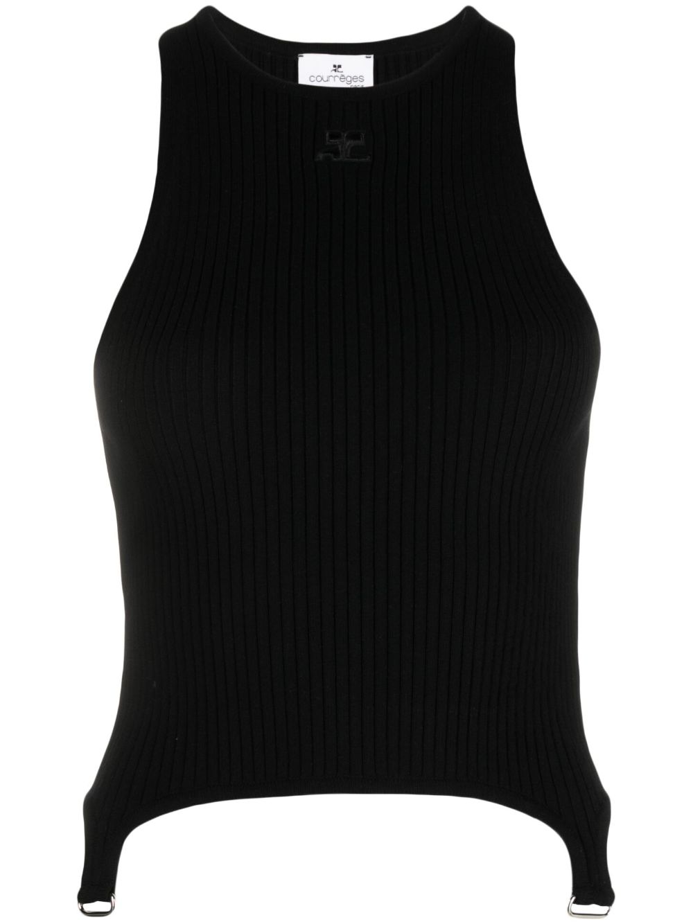 Courrèges logo-patch sleeveless knit top