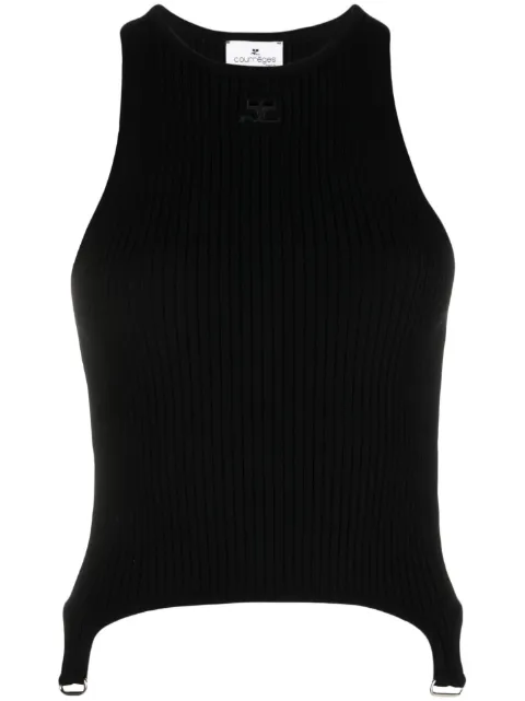 Courrèges top tejido sin mangas con parche del logo