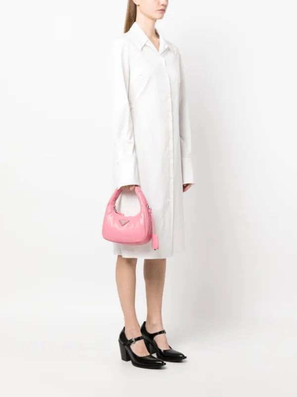 Prada Mini Padded Leather Shoulder Bag | Pink | FARFETCH