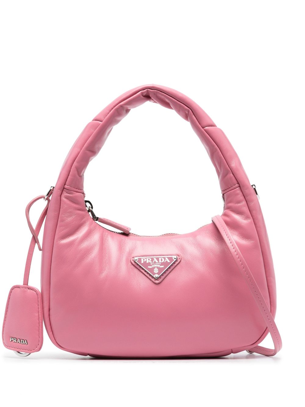 Shop Prada Mini Padded Leather Shoulder Bag In Rosa