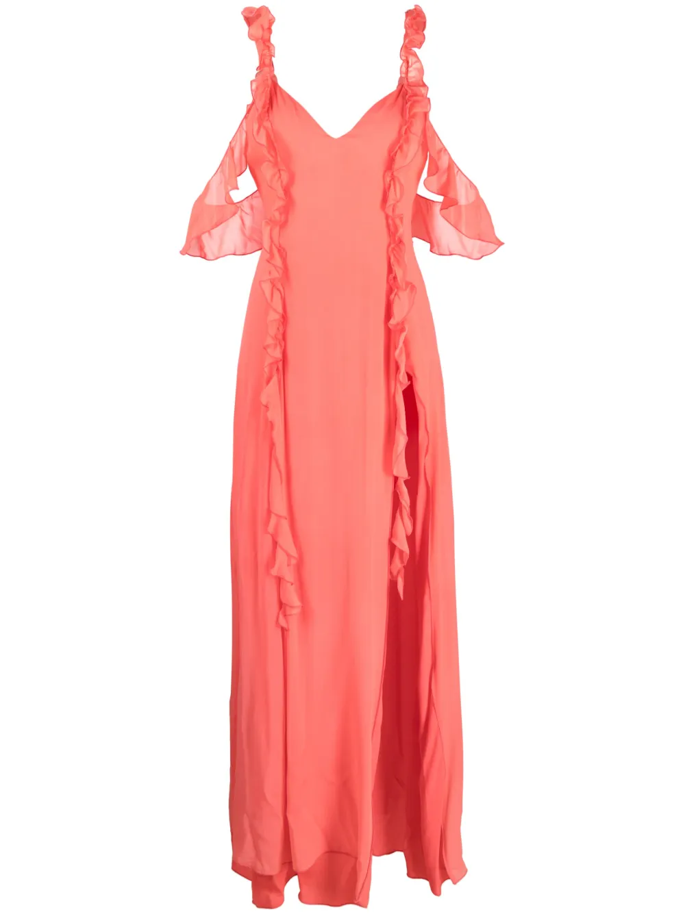 Amen Ruffle-trim V-neck Gown In Pink