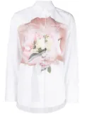MSGM rose-print poplin shirt - White