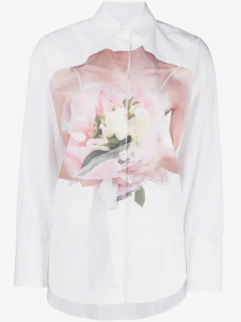 MSGM rose-print poplin shirt
