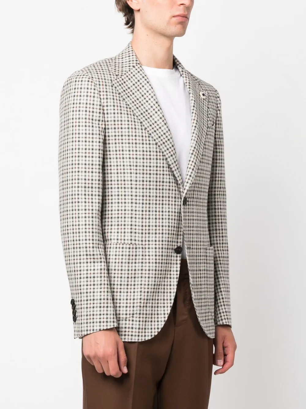 Lardini Single Breasted Wool-blend Blazer In Neutrals