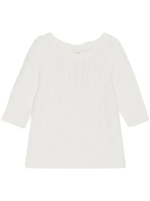 GANNI cable-knit organic cotton T-shirt