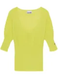 GANNI u-neck merino wool top - Yellow