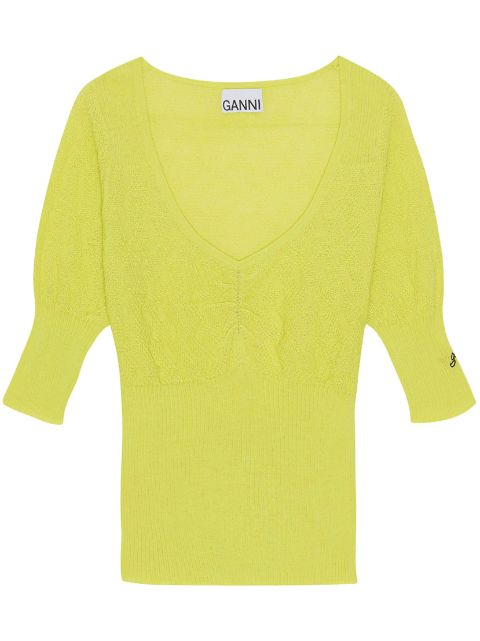 GANNI u-neck merino wool top Women