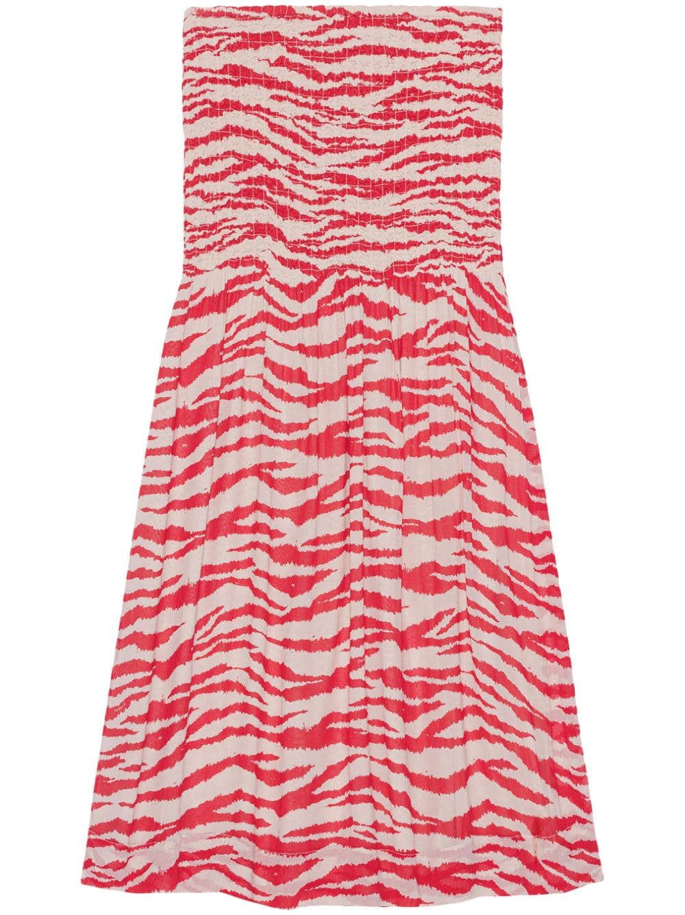 Shop Ganni Crinkled Zebra-print Maxi Skirt In Rot