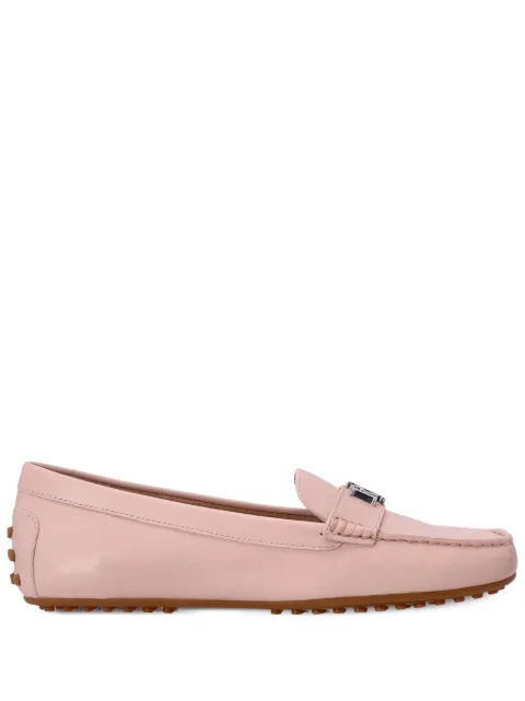 logo-plaque leather loafers