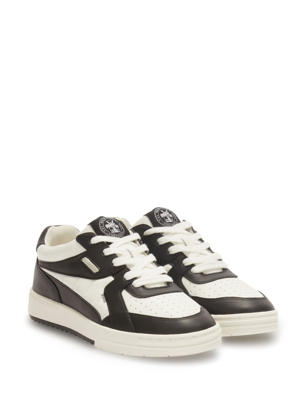 Shop Palm Angels University Lace-up Leather Sneakers In White