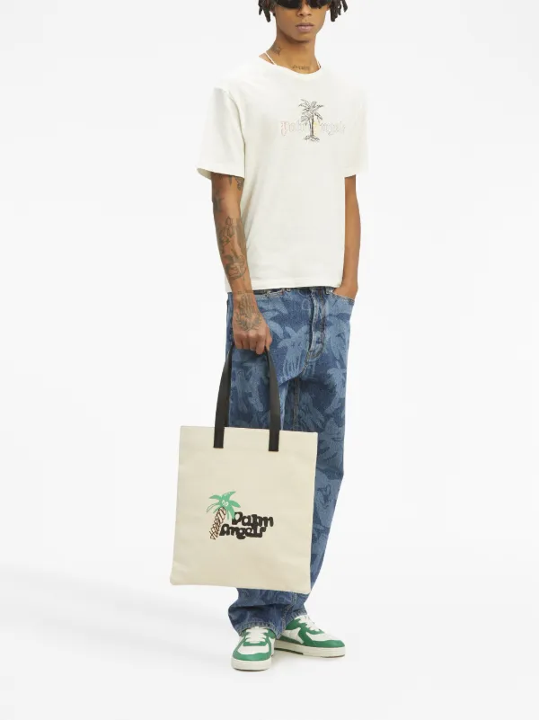 Palm Angels Palmity printed canvas tote bag - Neutrals