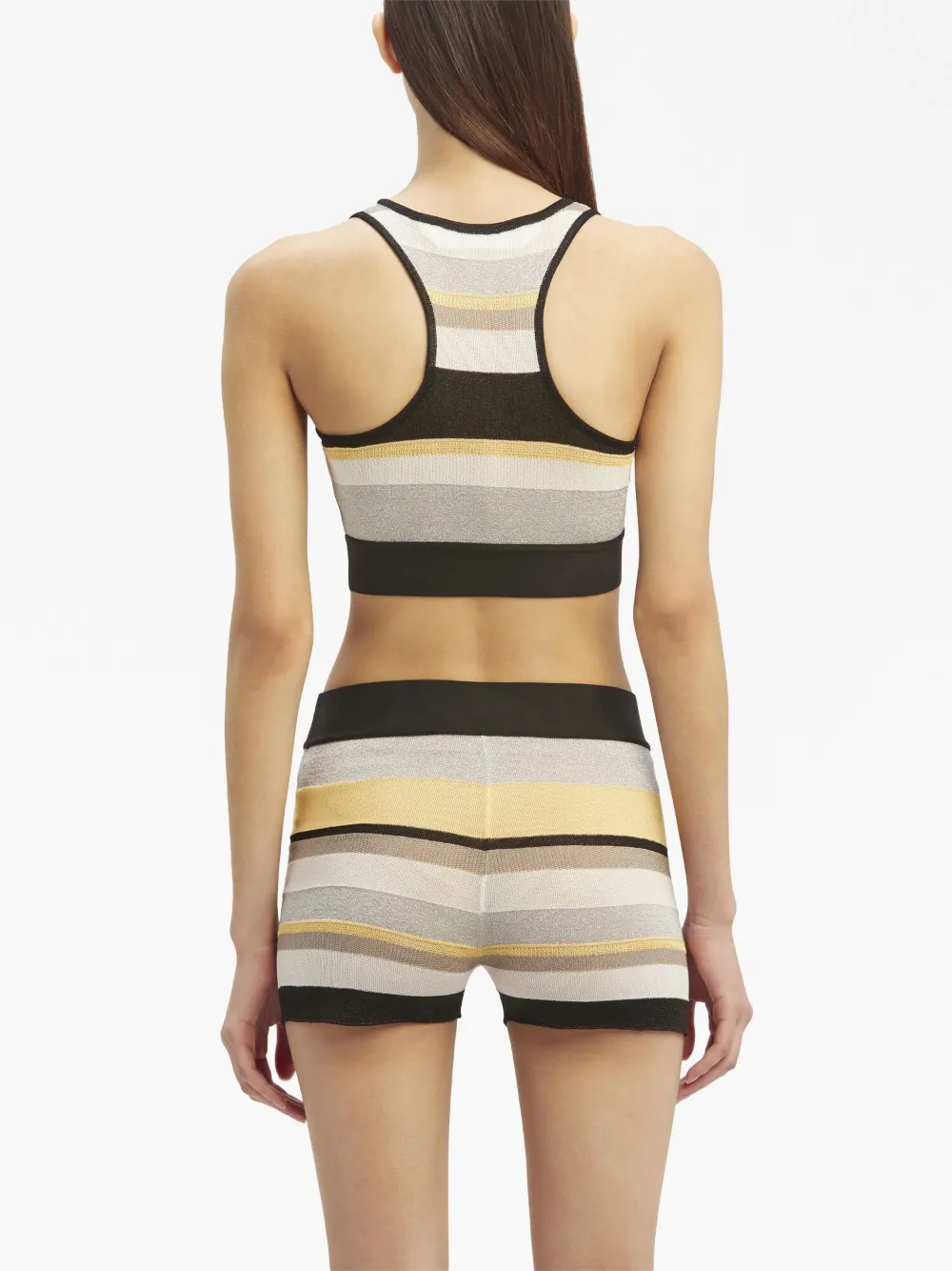 Palm Angels Striped Lurex-detailing Crop Top In White