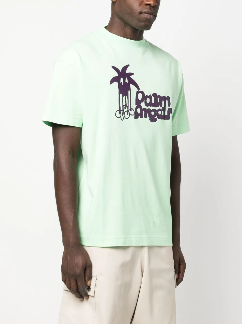 Palm Angels Douby Cotton T-shirt | Green | FARFETCH