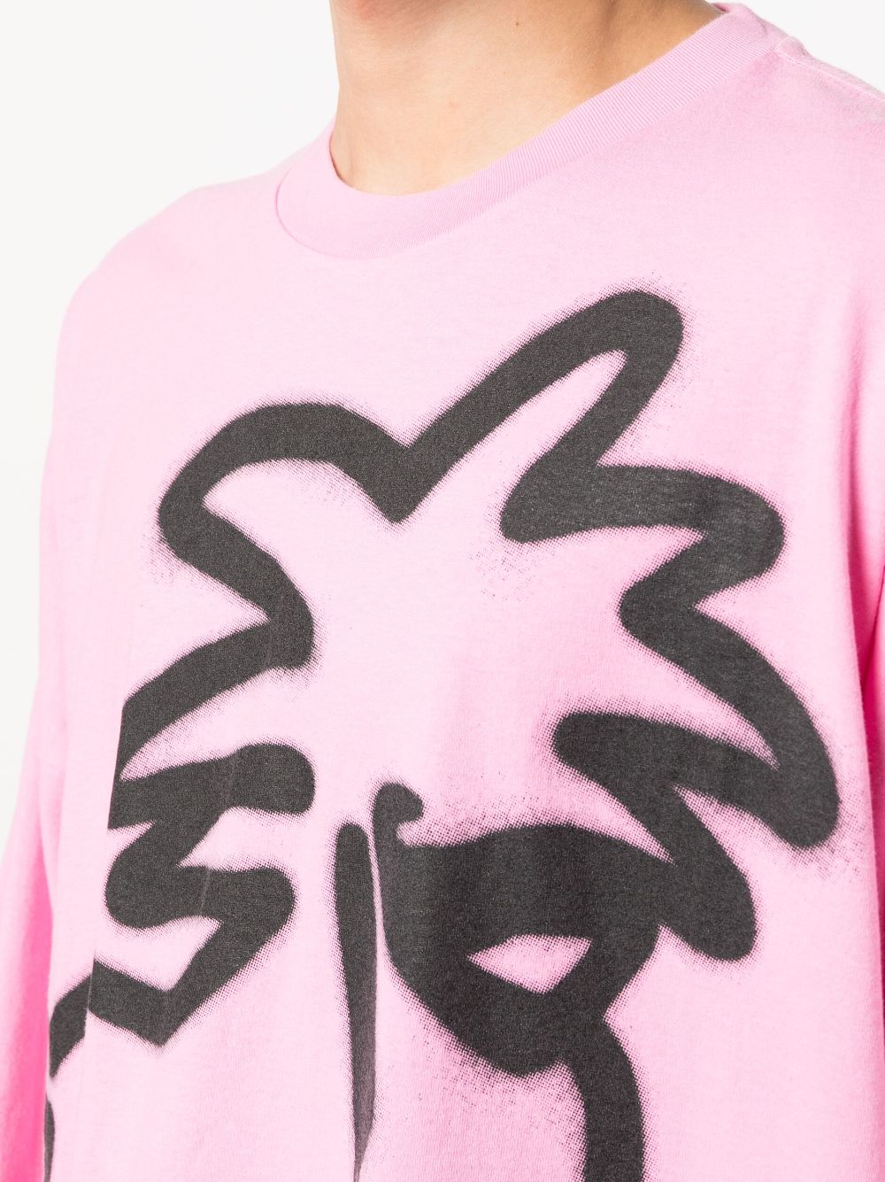 Shop Palm Angels 'spray Leon' Long-sleeve T-shirt In Pink