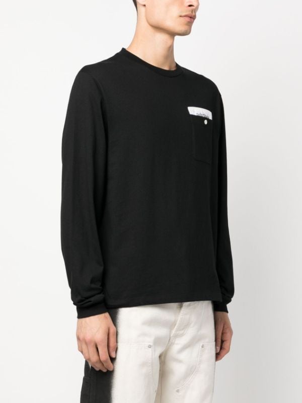 Palm Angels logo-tape long-sleeve T-shirt - Farfetch