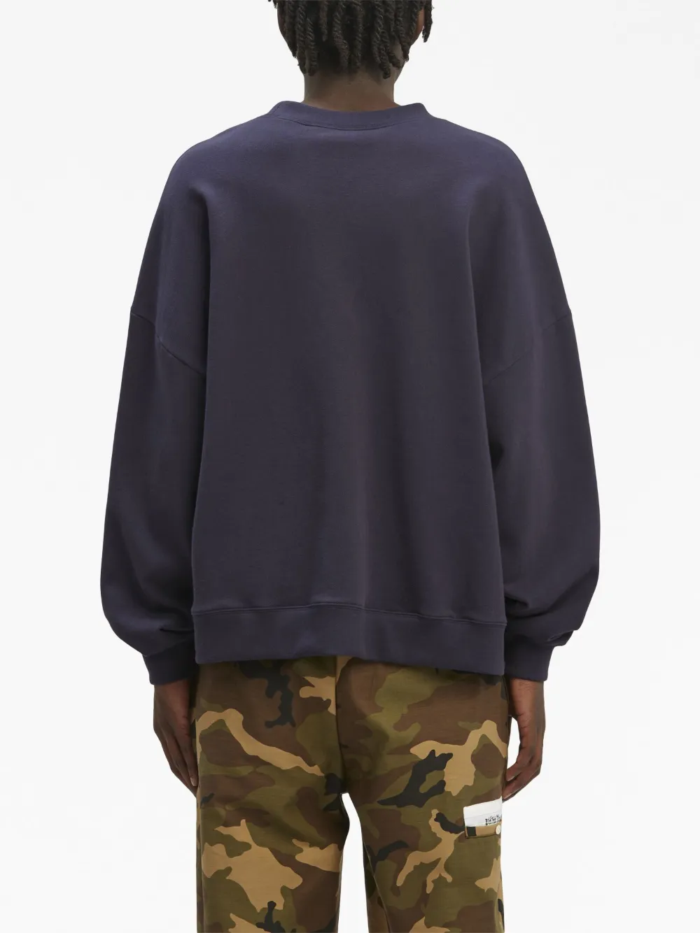 Shop Palm Angels Sartorial Tape Crew-neck Sweatshirt In Blue