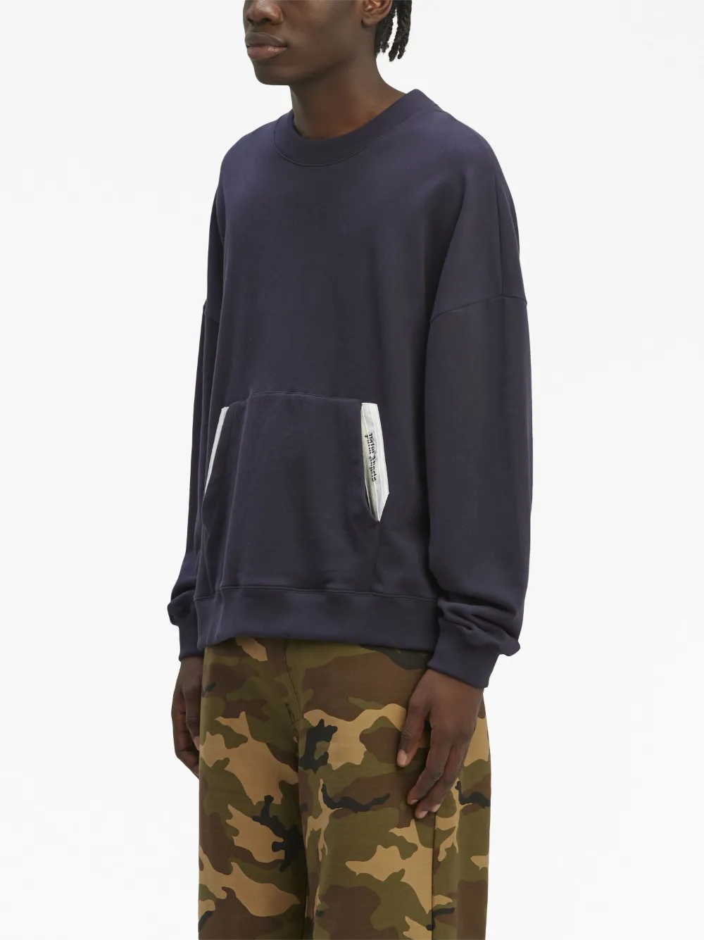 Shop Palm Angels Sartorial Tape Crew-neck Sweatshirt In Blue