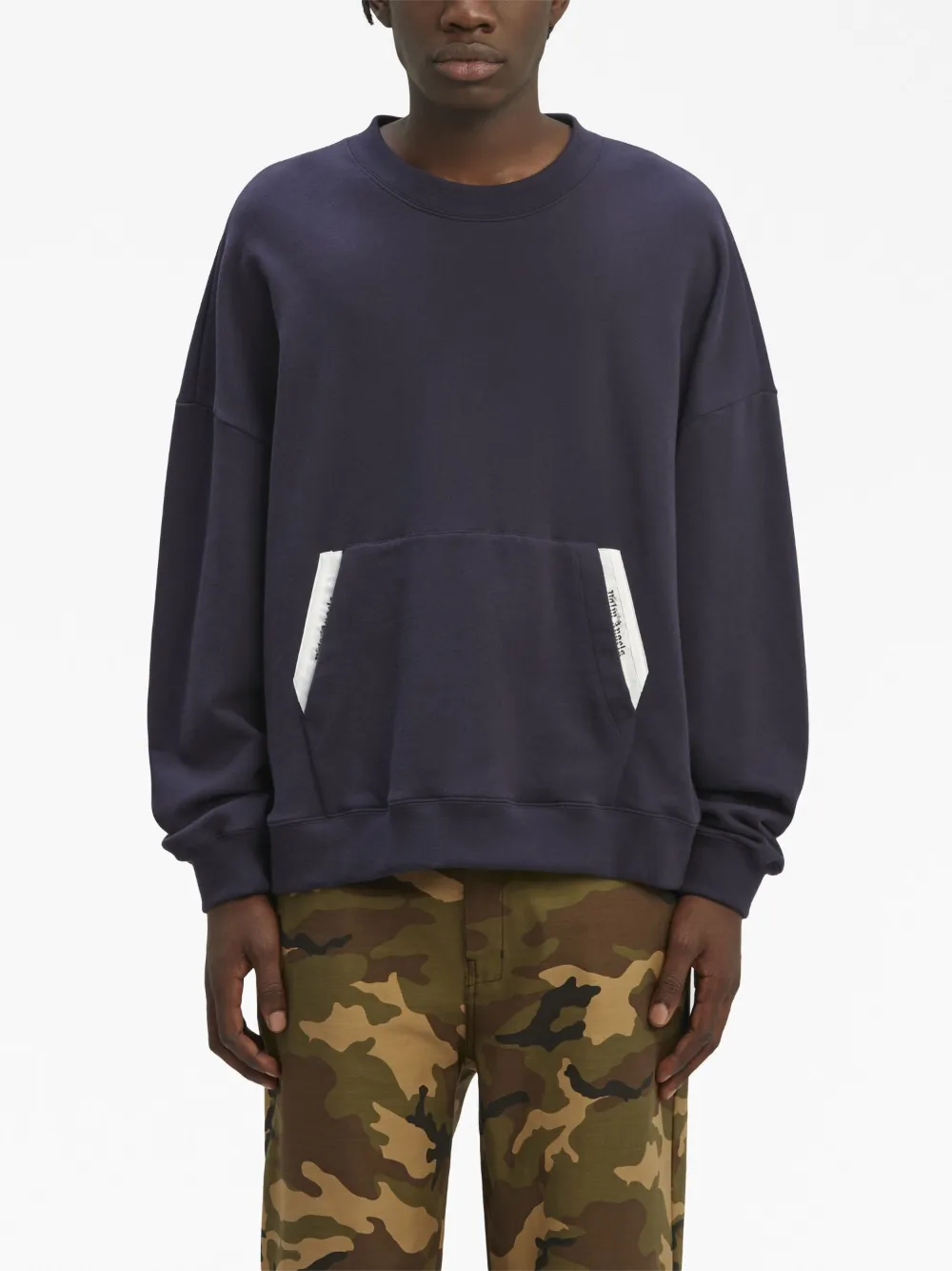 Shop Palm Angels Sartorial Tape Crew-neck Sweatshirt In Blue