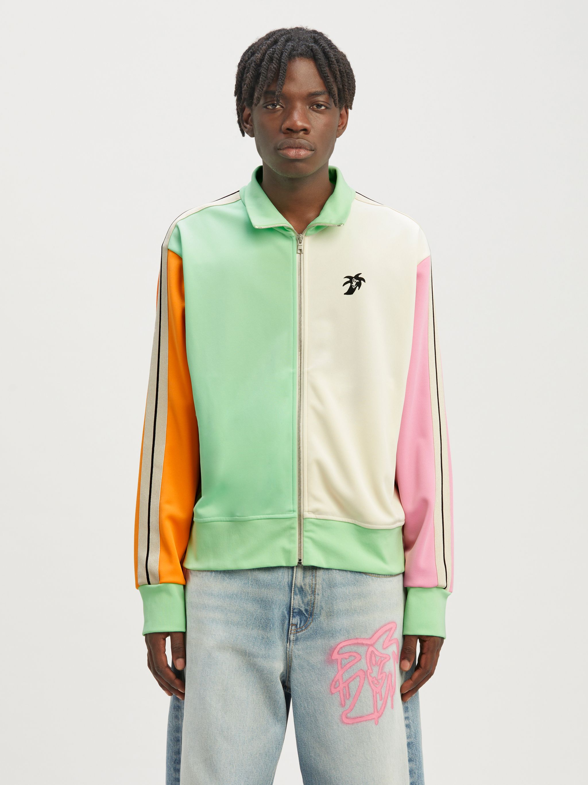 Logo Colorblocked Track Jacket in Multicoloured - Palm Angels