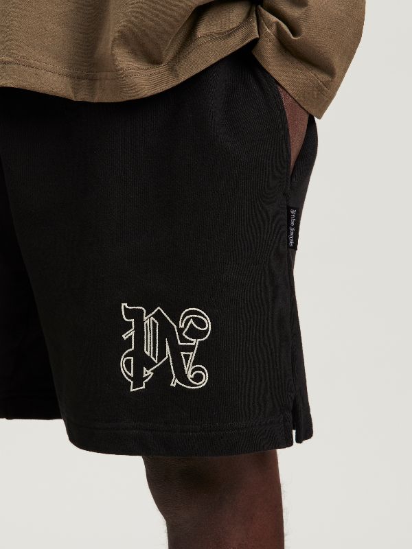 Monogram Sweatshorts in black - Palm Angels® Official