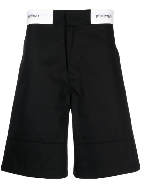 Palm Angels logo-waistband tailored shorts